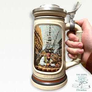 1986 Avon, "The Building of America, The Shipbuilder" Beer Stein Limited Edition